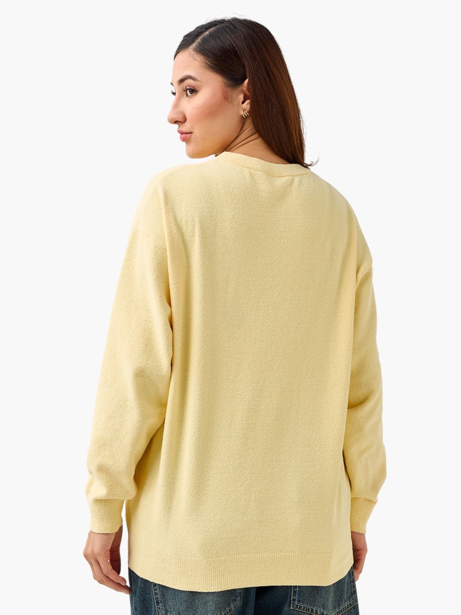 Crew Neck Sweater with Garfield Embroidery