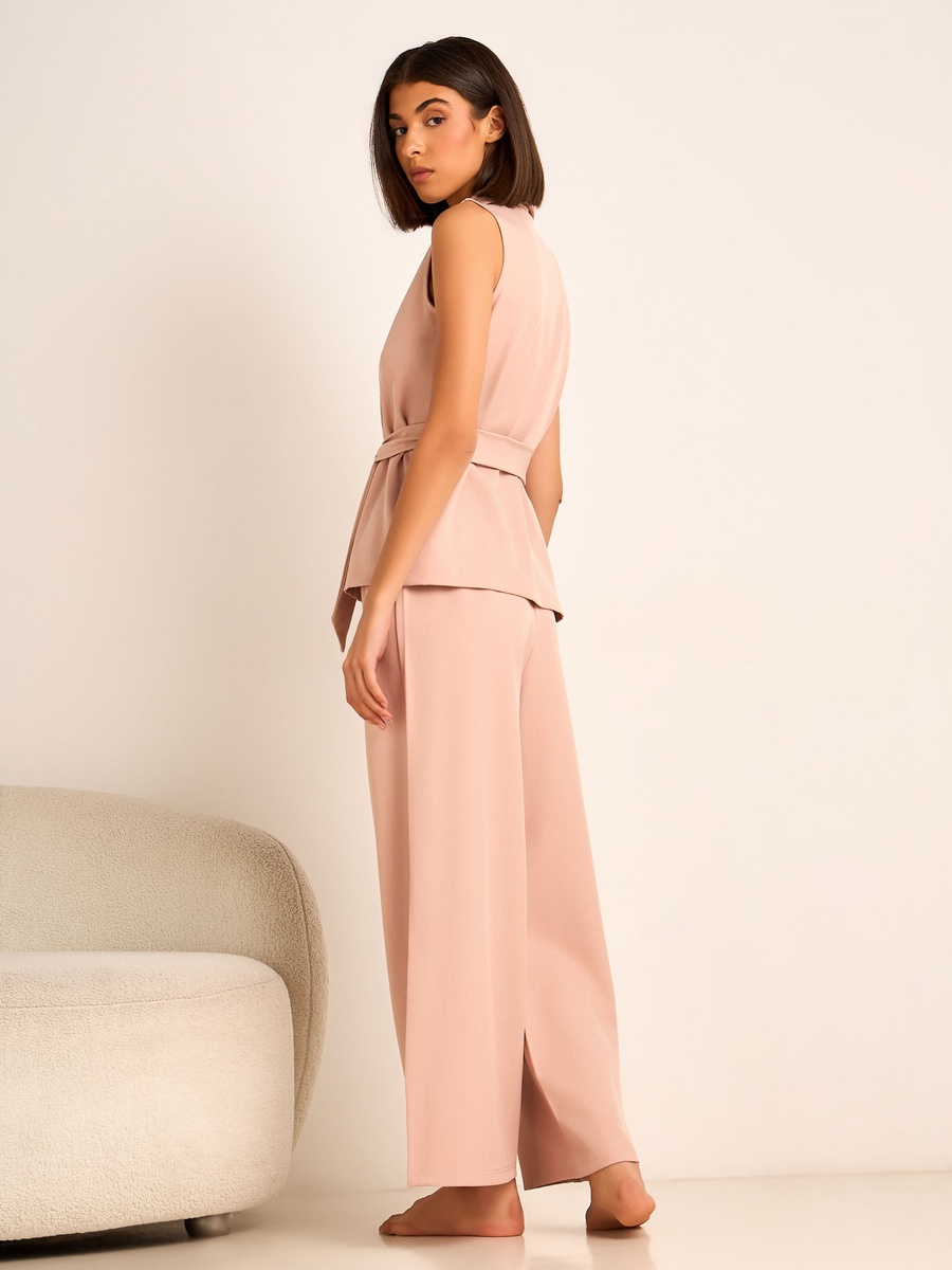 Co-Ord Set with Wrap Top and Wide Leg Pants