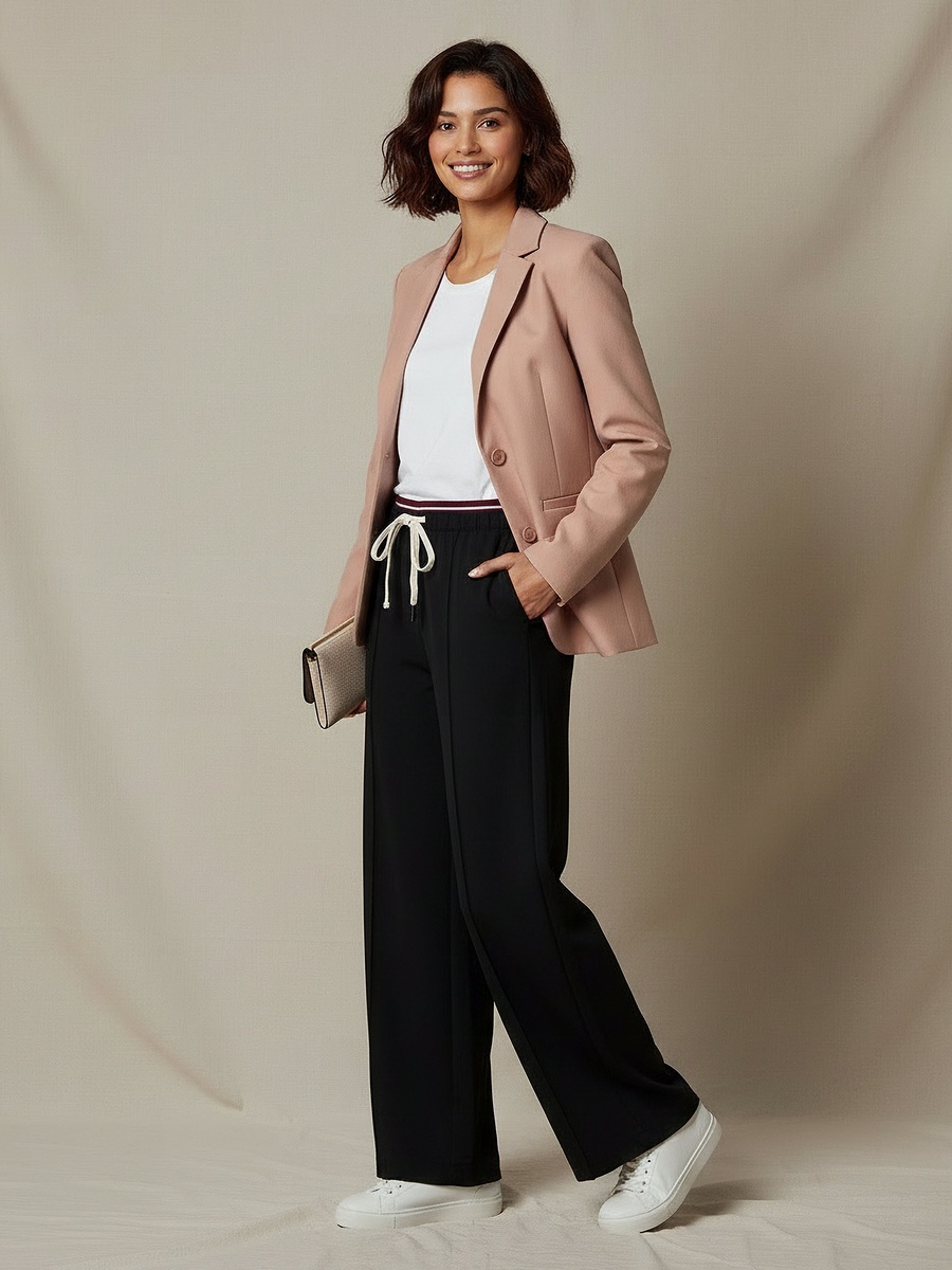 Regular Fit Twill Blazer with Button Closure