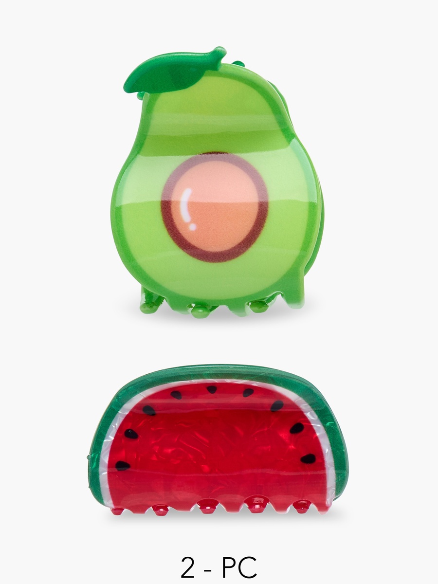 Pack of 2 Fruit Shape Hair Clamps with Print