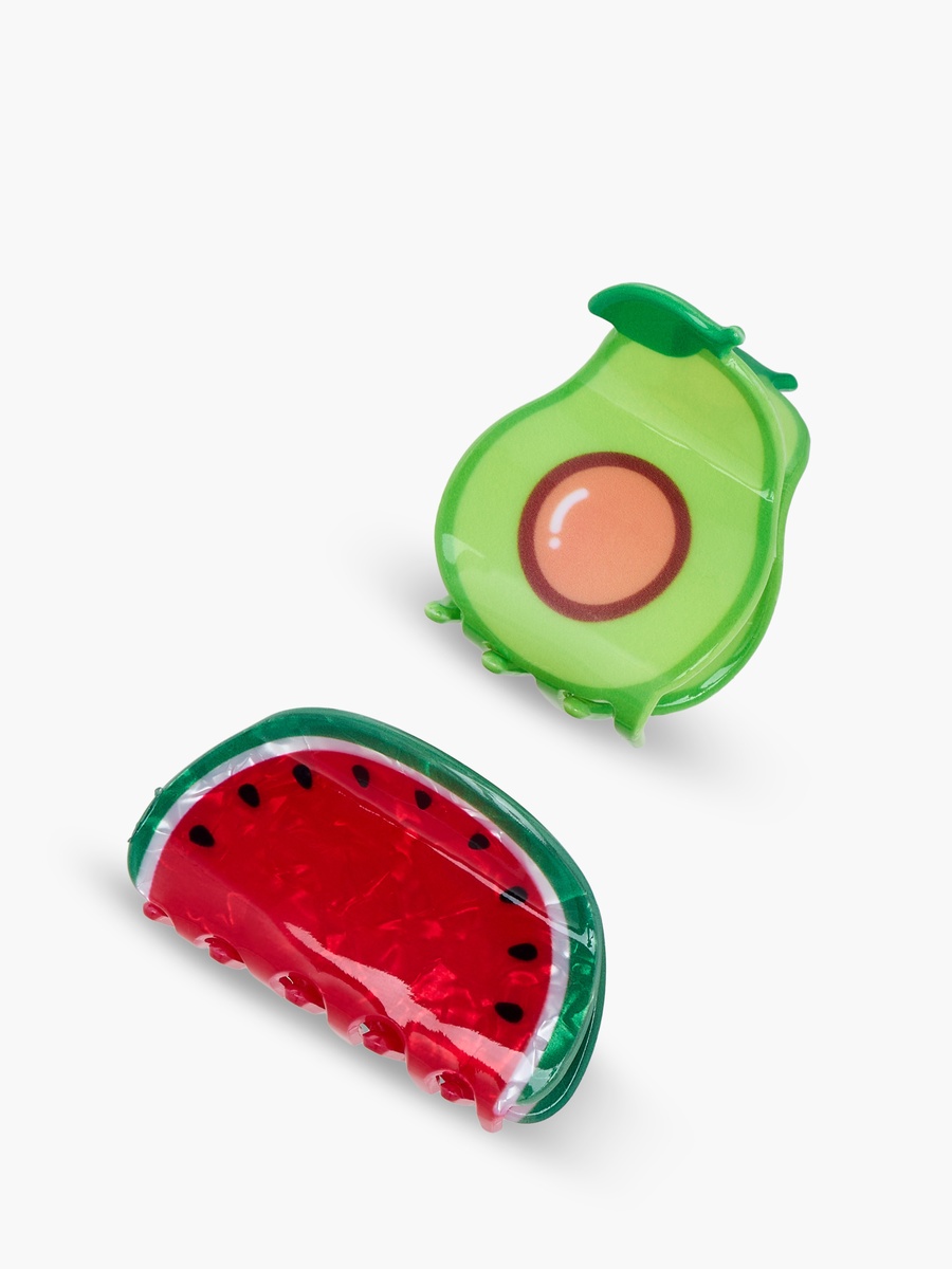 Pack of 2 Fruit Shape Hair Clamps with Print
