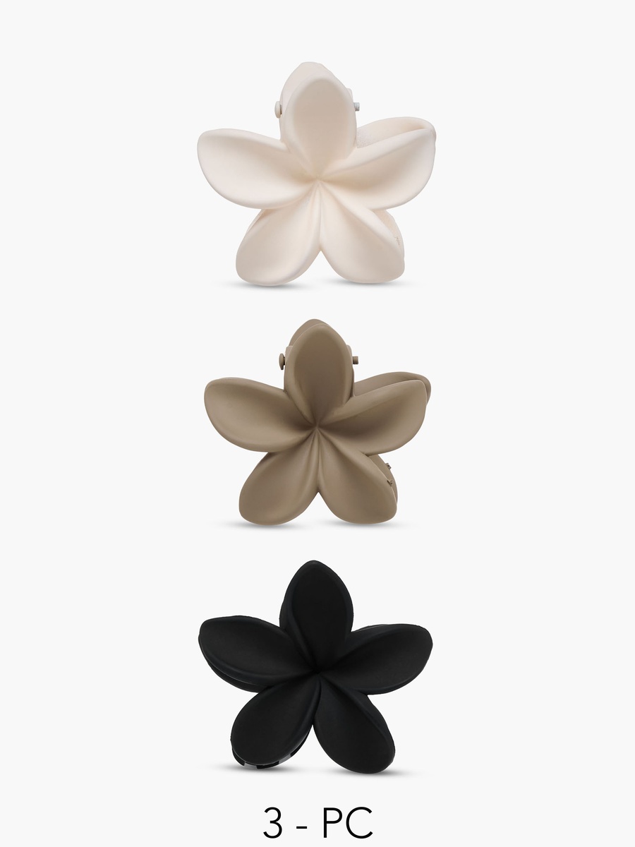 Pack of 3 Tropical Flower Shape Hair Clamps