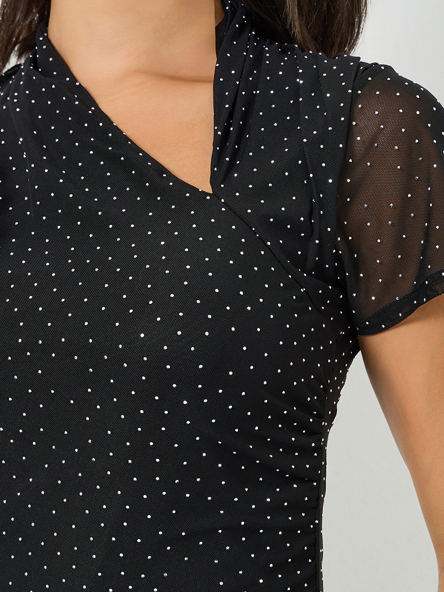 Black Embellished Sheath Midi Evening Dress