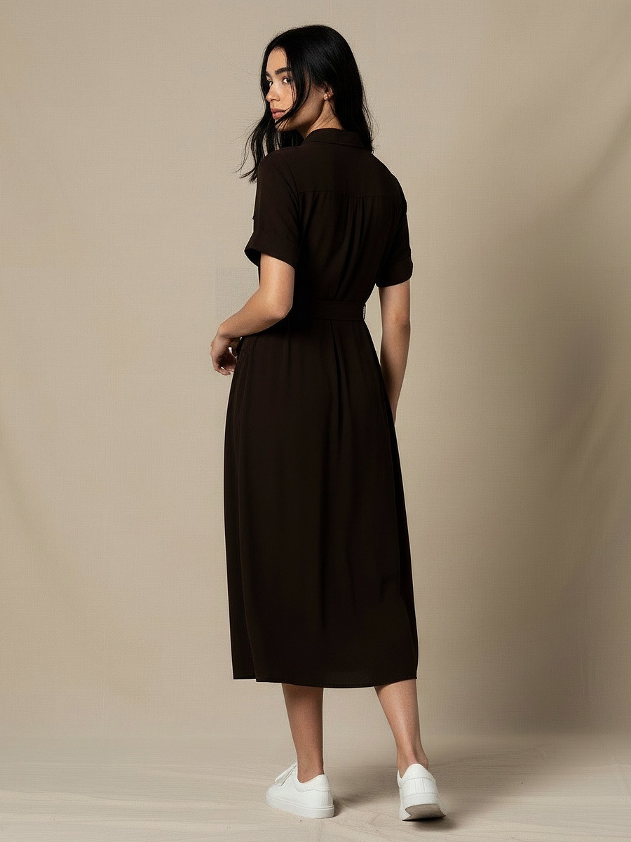 Shirt Midi Dress with Belt