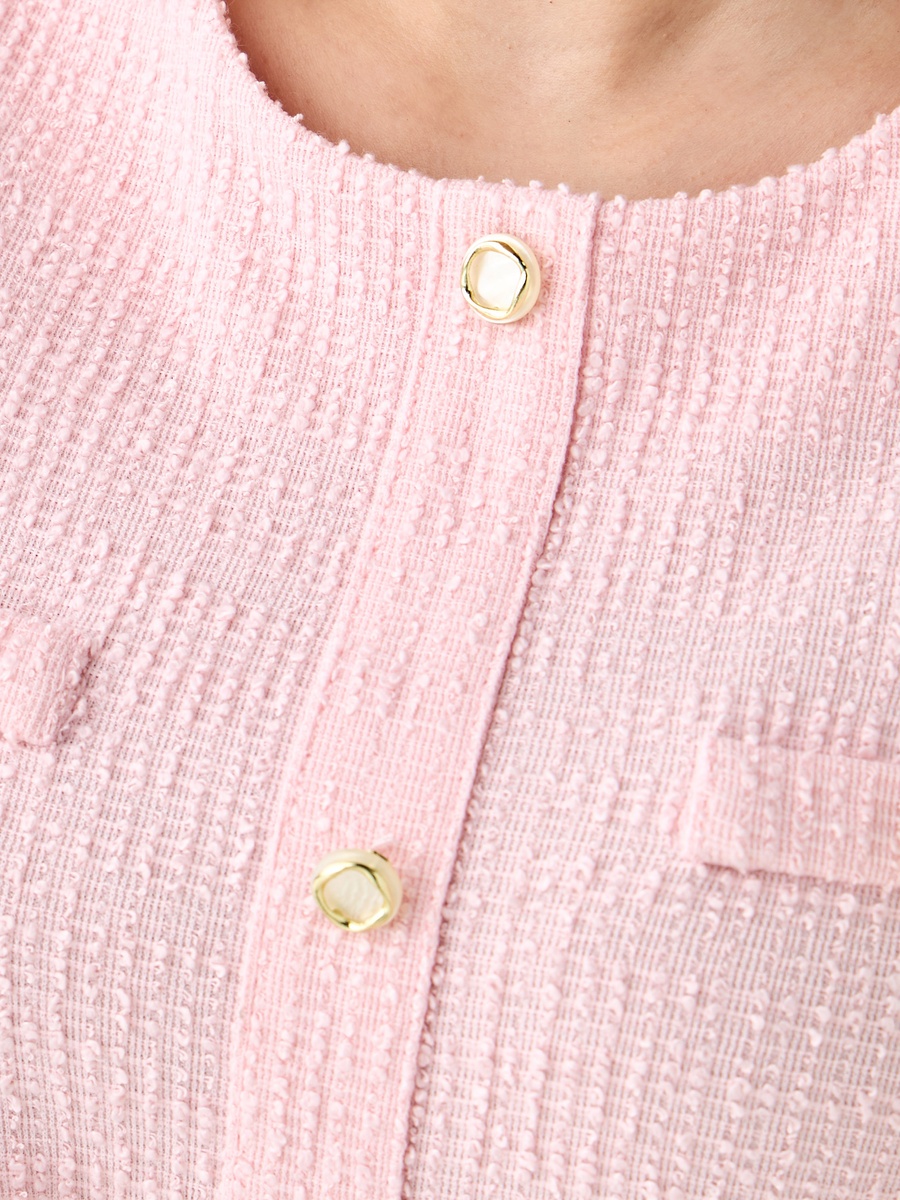 Mini Tweed Knit Shirt Dress with Belt