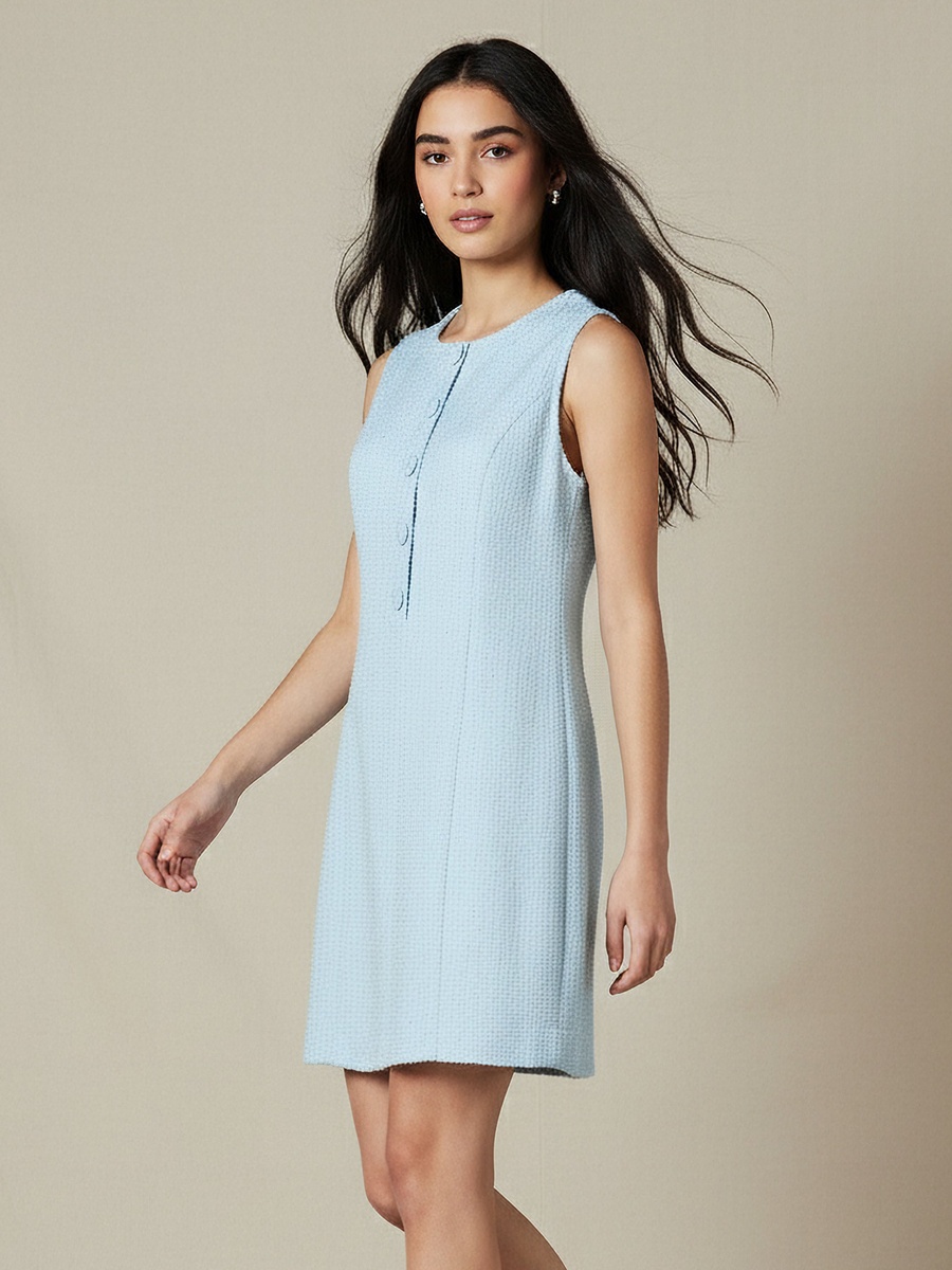 Mini Tweed Knit A-Line Dress