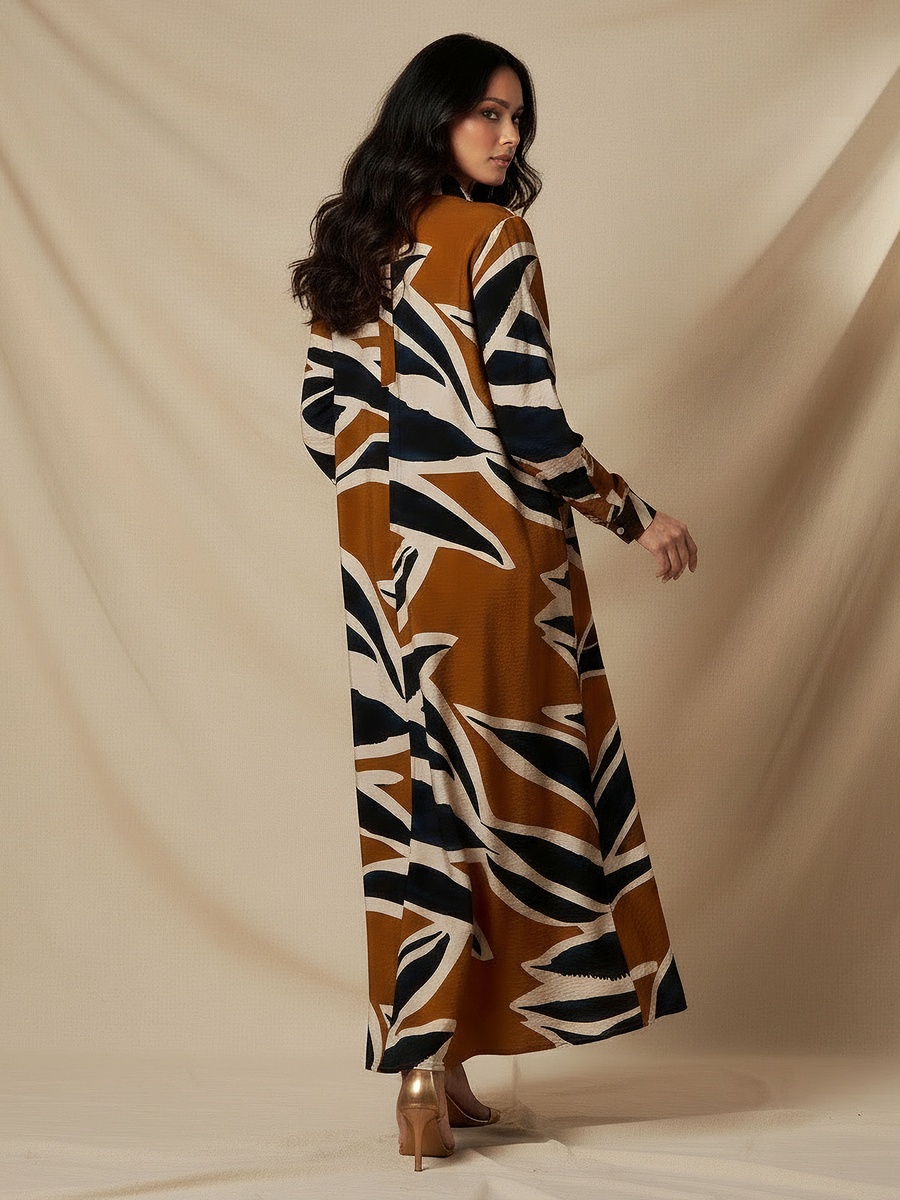 Printed Shirt Dress with Collar