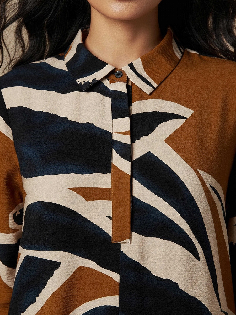 Printed Shirt Dress with Collar