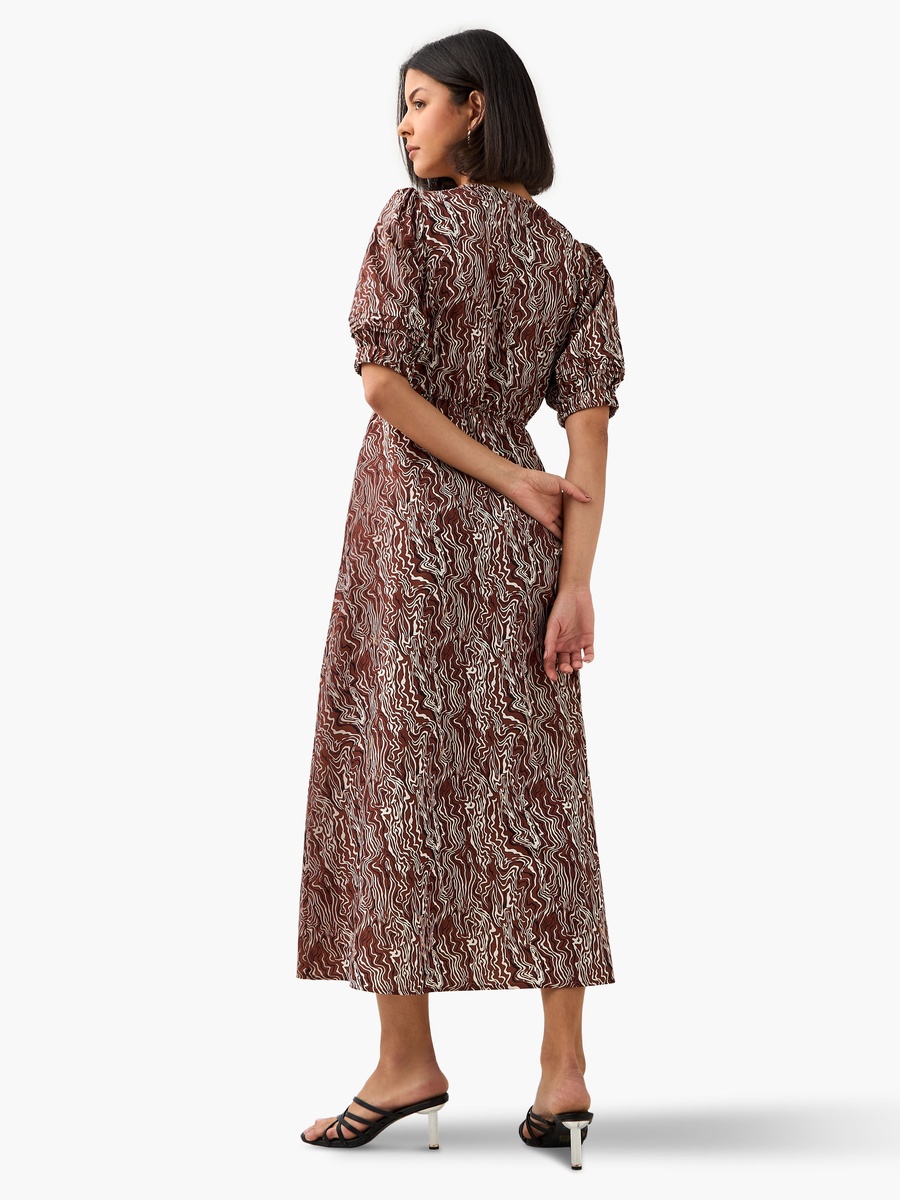 Printed Off Shoulder Dress with Tie-Ups