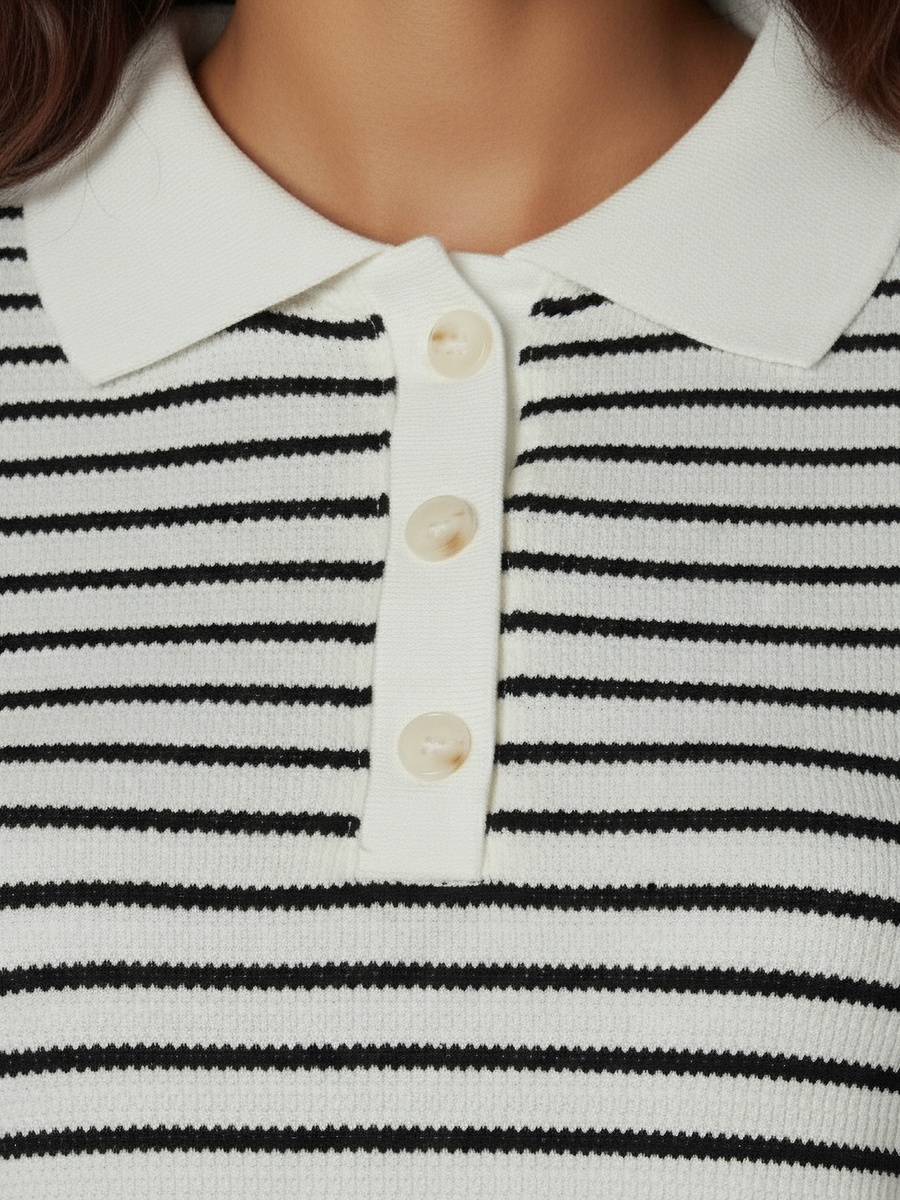 Striped T-Shirt Dress with Contrast Collar
