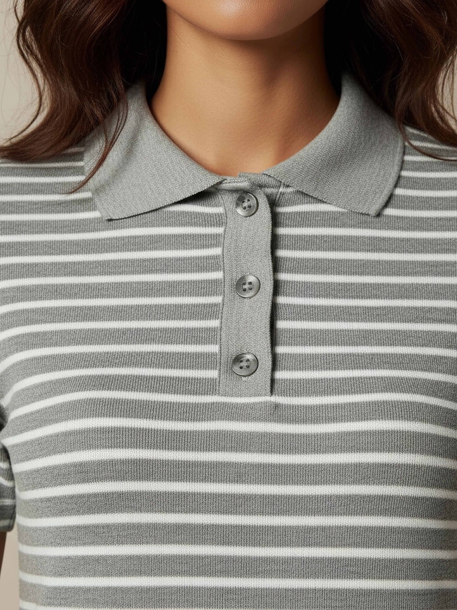 Striped T-Shirt Dress with Contrast Collar