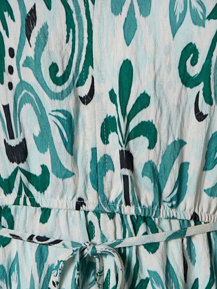 Printed Dress with V Neck