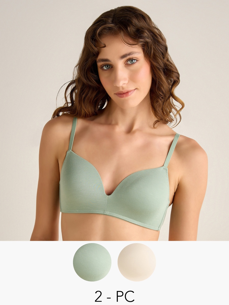 Non-Wired Plunge Bra - Pack of 2