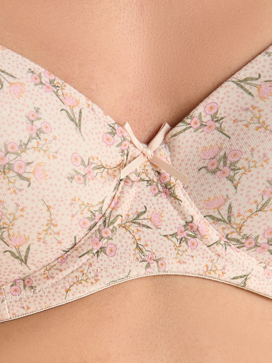 Padded Wired Balconette Bra with Floral Print