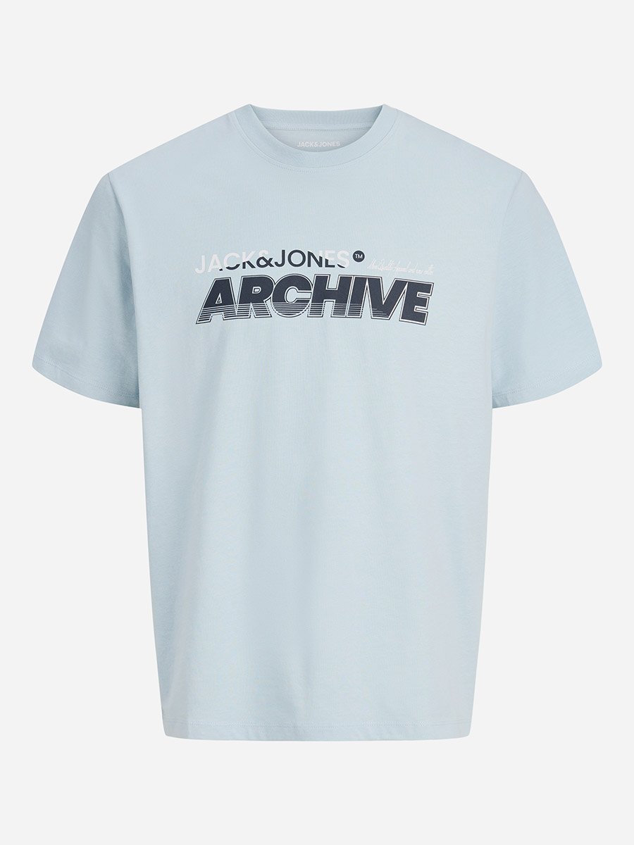 Acid Blue Crew Neck Logo Print T-Shirt