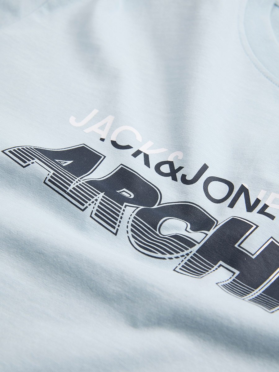 Acid Blue Crew Neck Logo Print T-Shirt