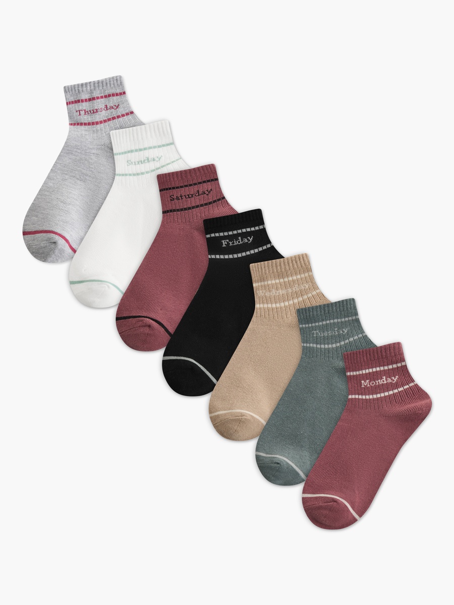 Pack of 7 Quarter Crew Length Socks