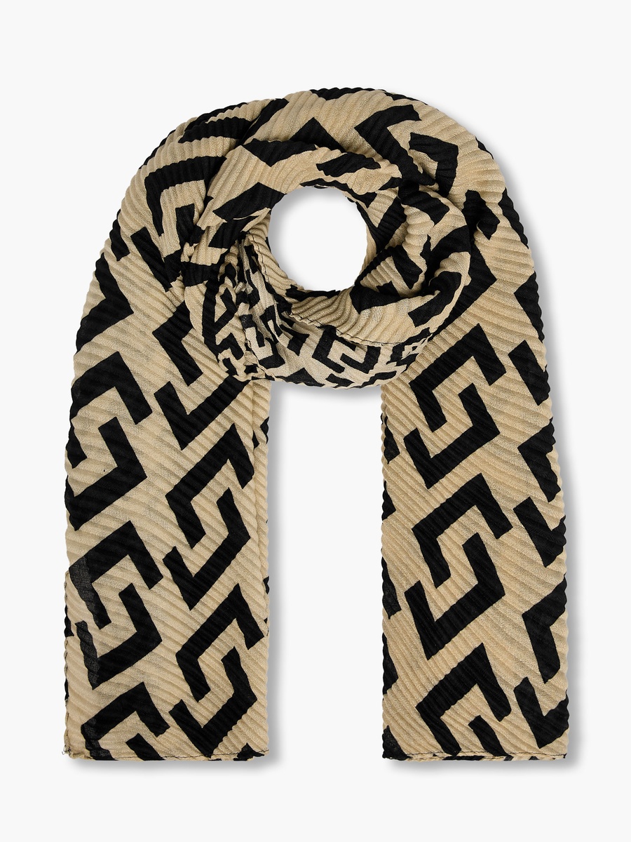 Monogram Print Pleated Scarf