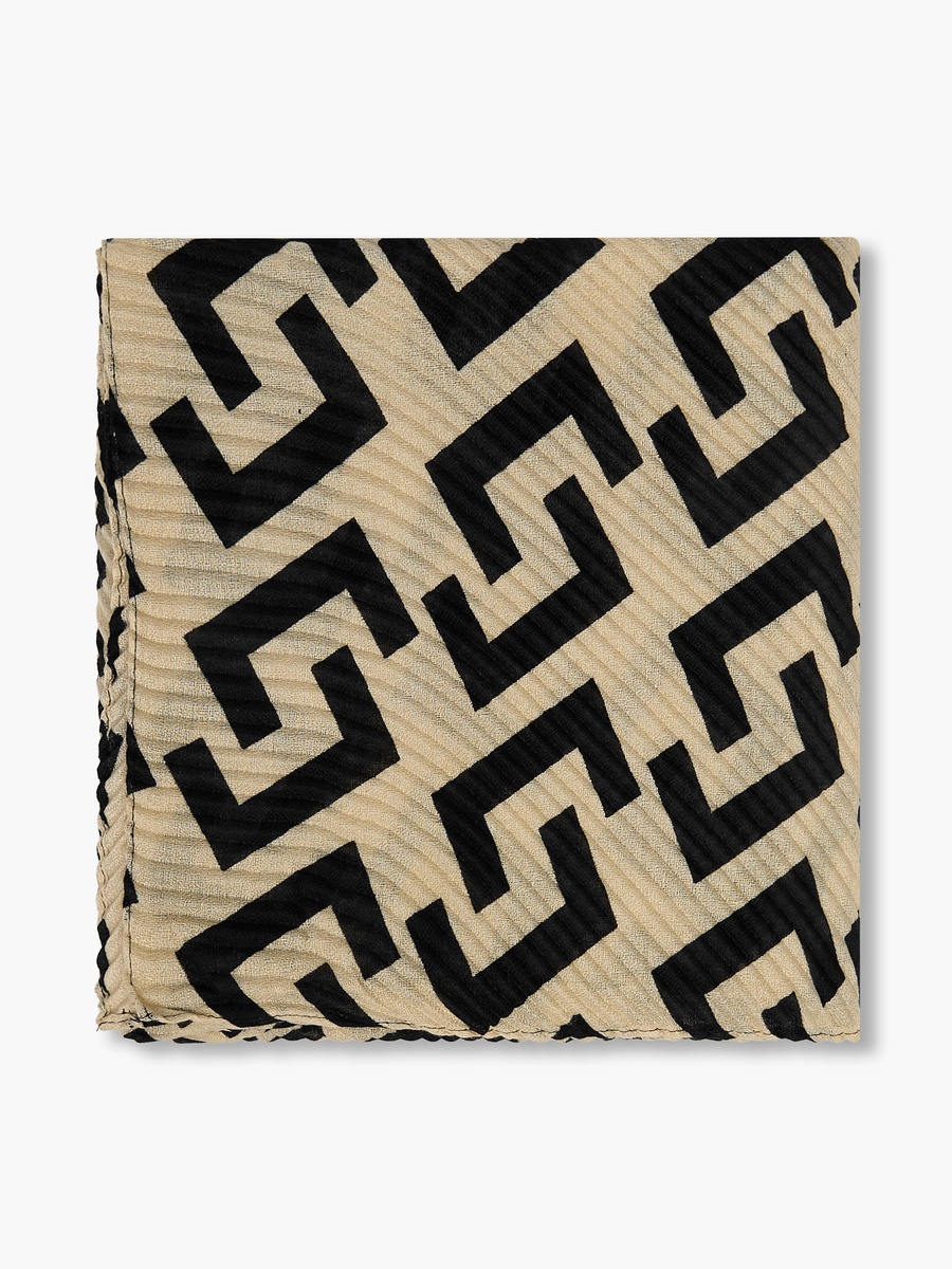 Monogram Print Pleated Scarf