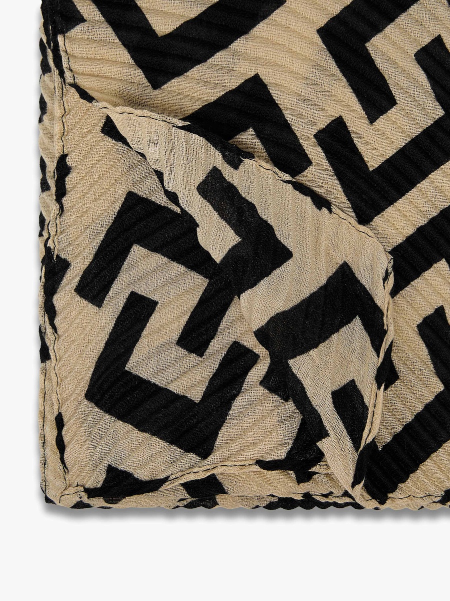 Monogram Print Pleated Scarf