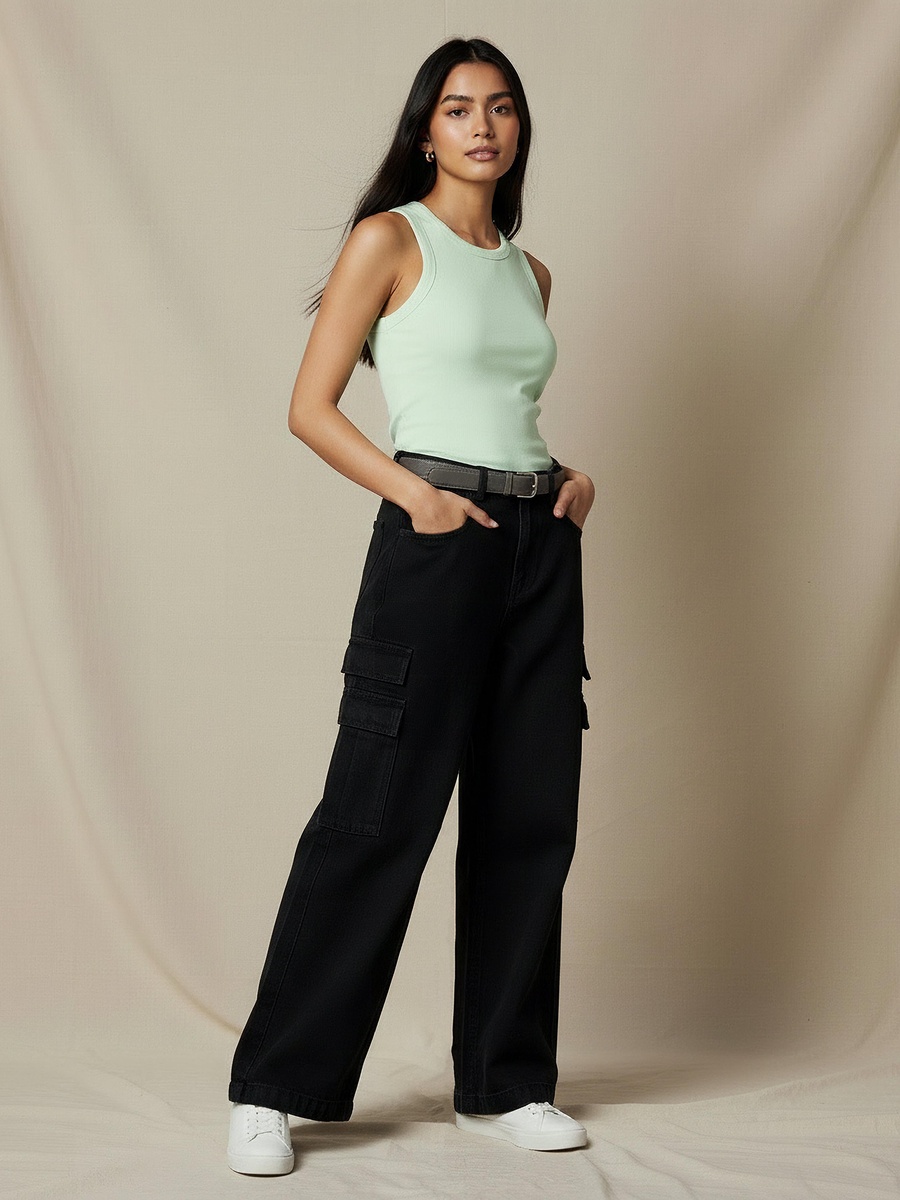 Cotton Cargo Pocket Jeans