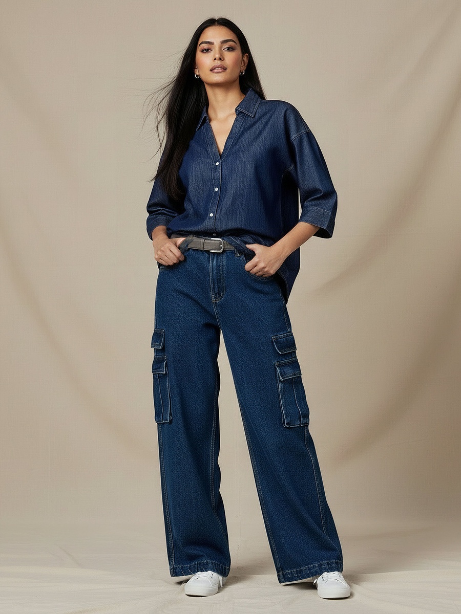 Cotton Cargo Pocket Jeans