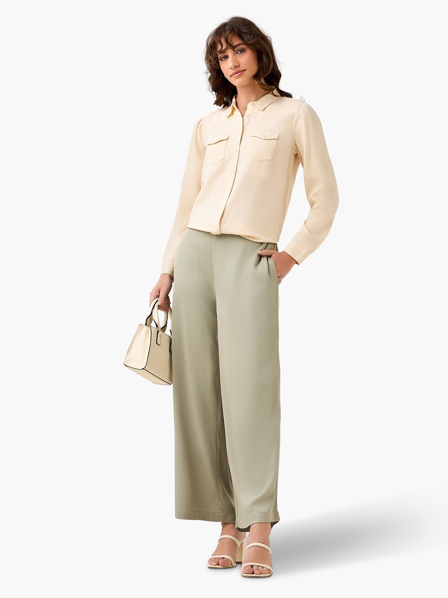 Relaxed Fit Flexi Waist Rayon Palazzo Pants