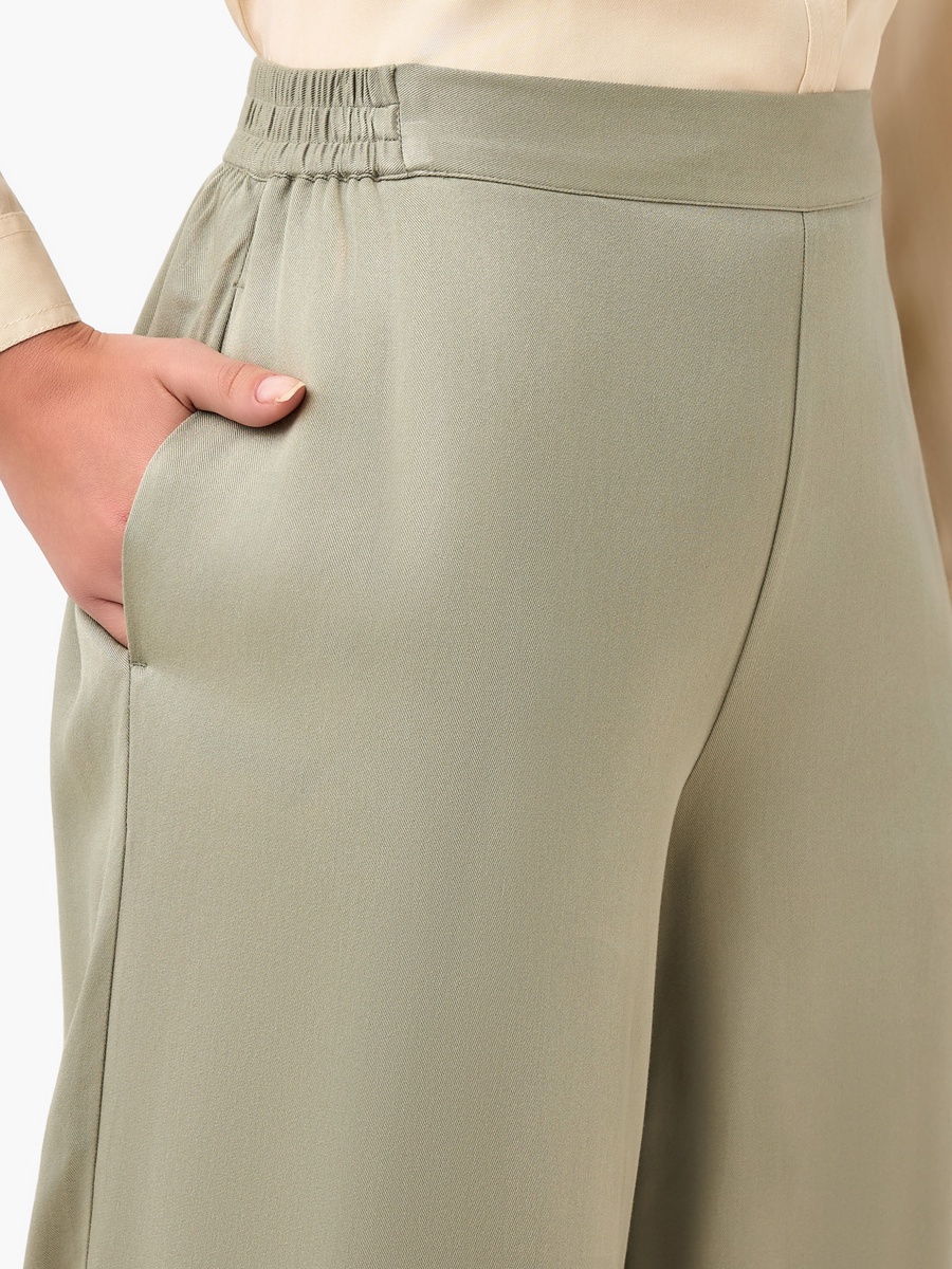 Relaxed Fit Flexi Waist Rayon Palazzo Pants