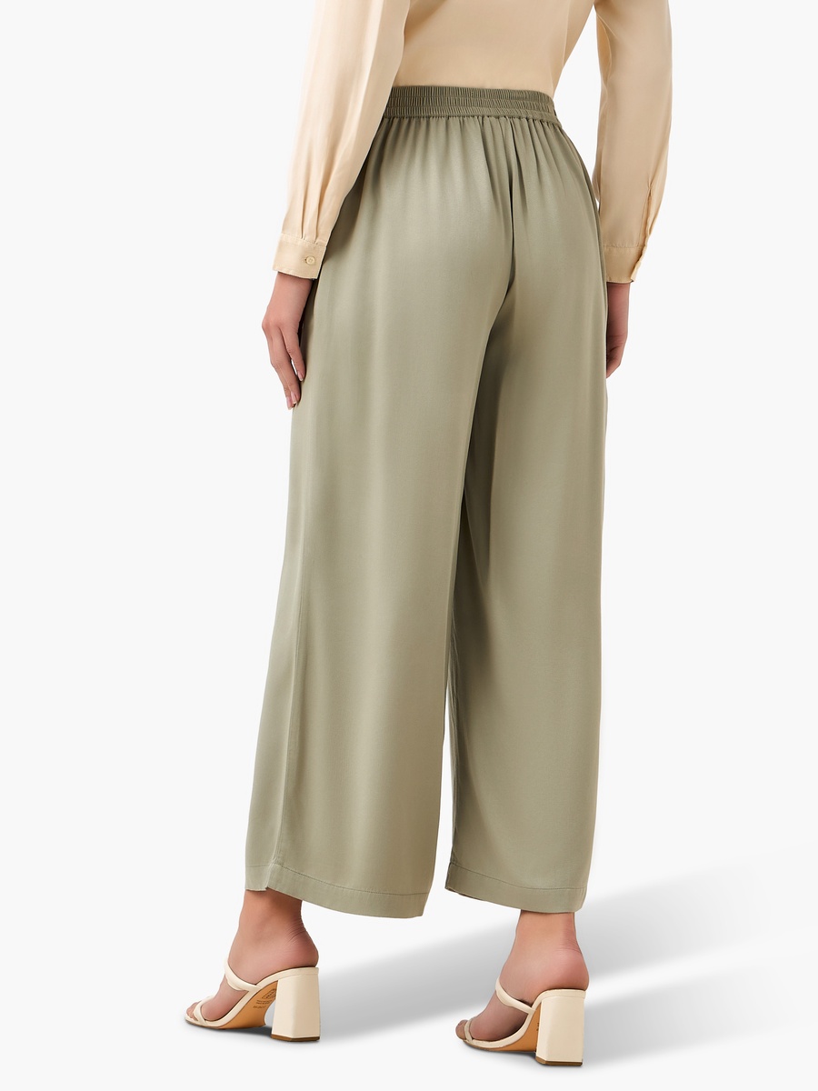 Relaxed Fit Flexi Waist Rayon Palazzo Pants