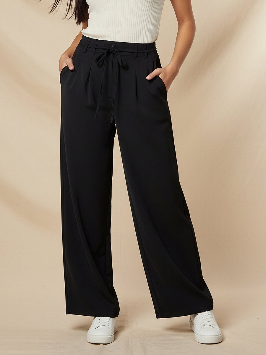 Mid-Rise Wide Leg Trousers