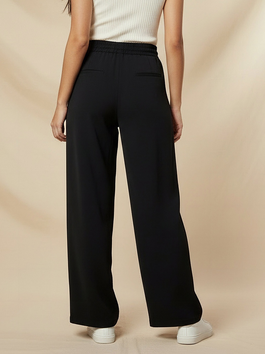 Mid-Rise Wide Leg Trousers