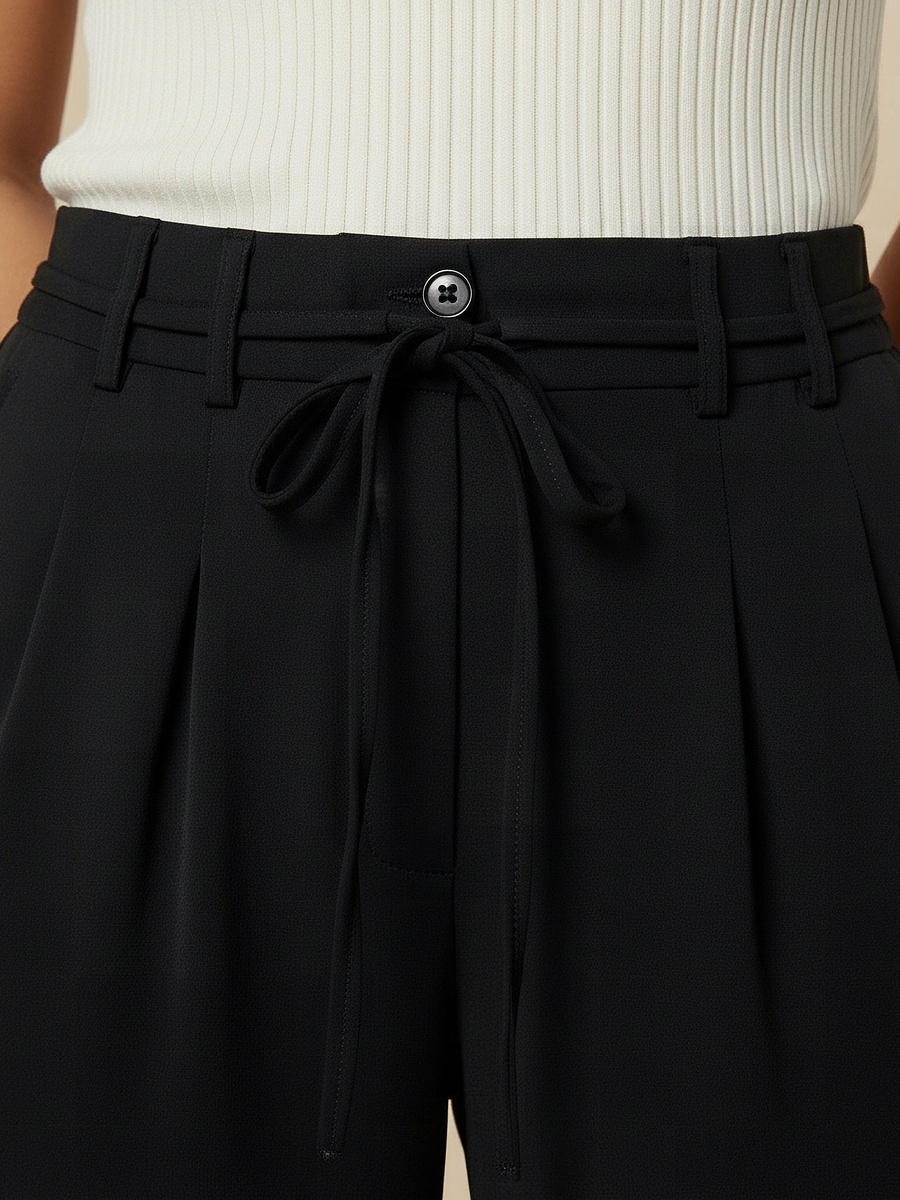 Mid-Rise Wide Leg Trousers