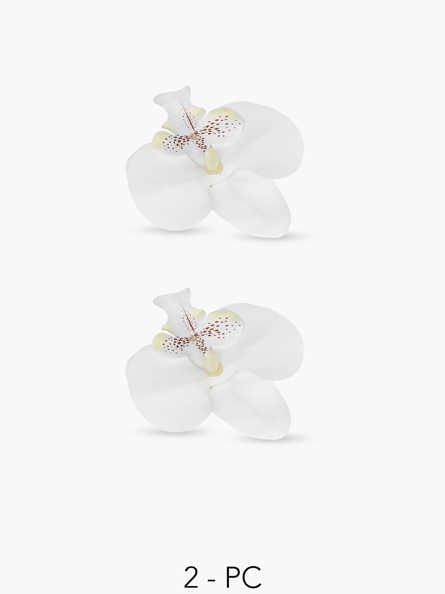 Metallic Orchid Shaped Shoe Clip - Set of 2