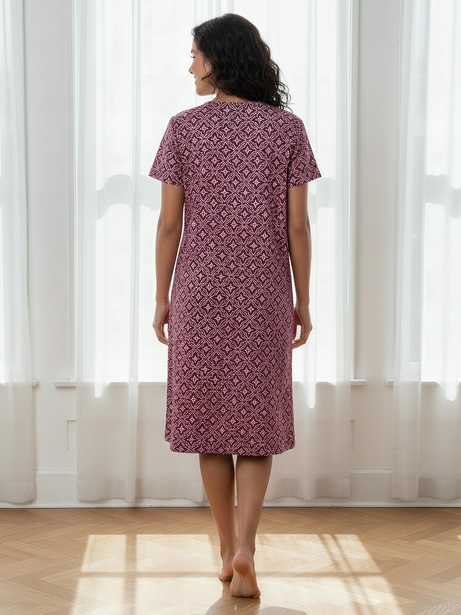 Printed Sleepshirt with Short Sleeves