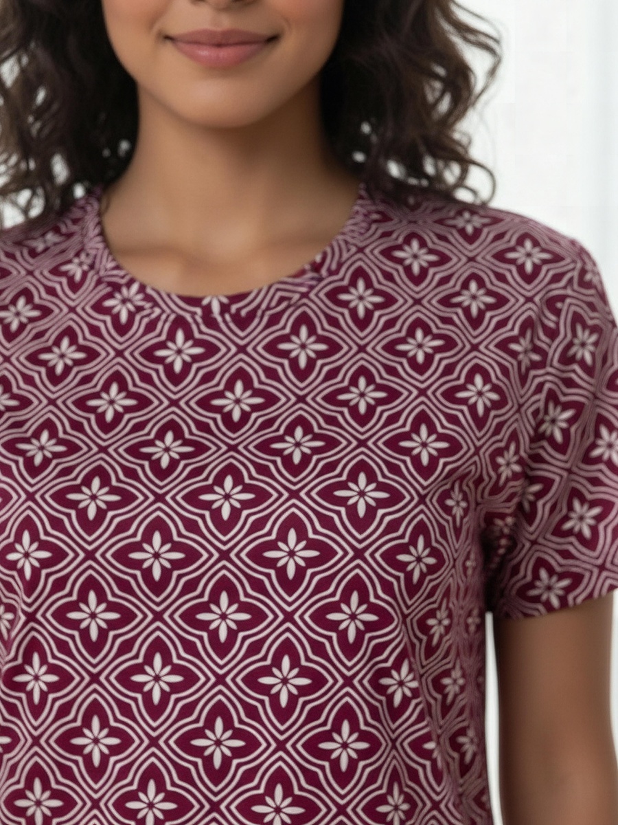Printed Sleepshirt with Short Sleeves