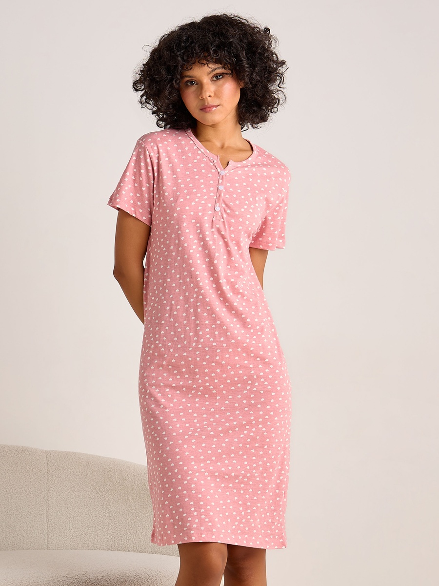 Printed Sleepshirt with Short Sleeves