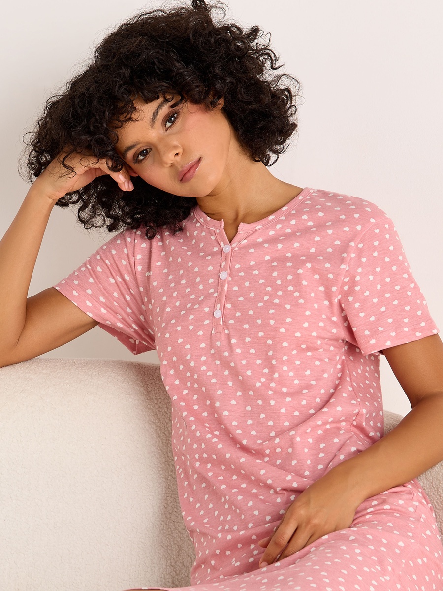 Printed Sleepshirt with Short Sleeves