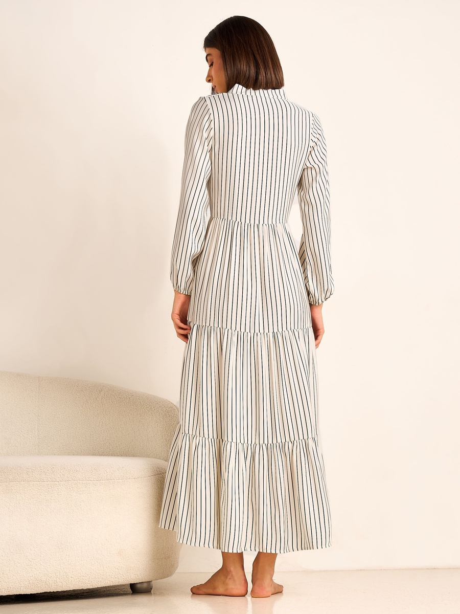 Striped Night Gown with Long Sleeves