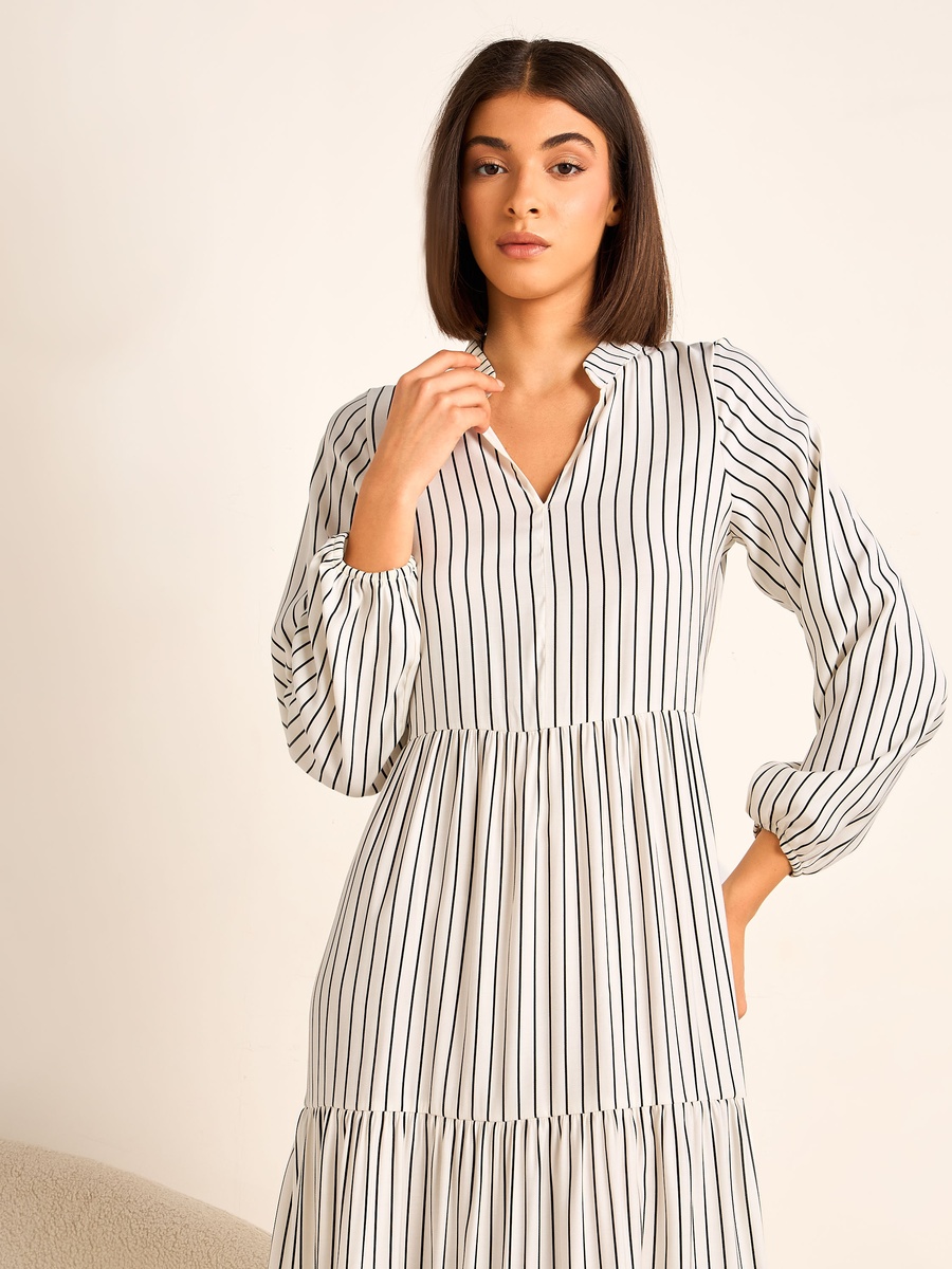 Striped Night Gown with Long Sleeves