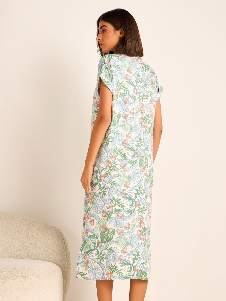 Short Sleeves Assorted Print Viscose Night Dress - Set of 2