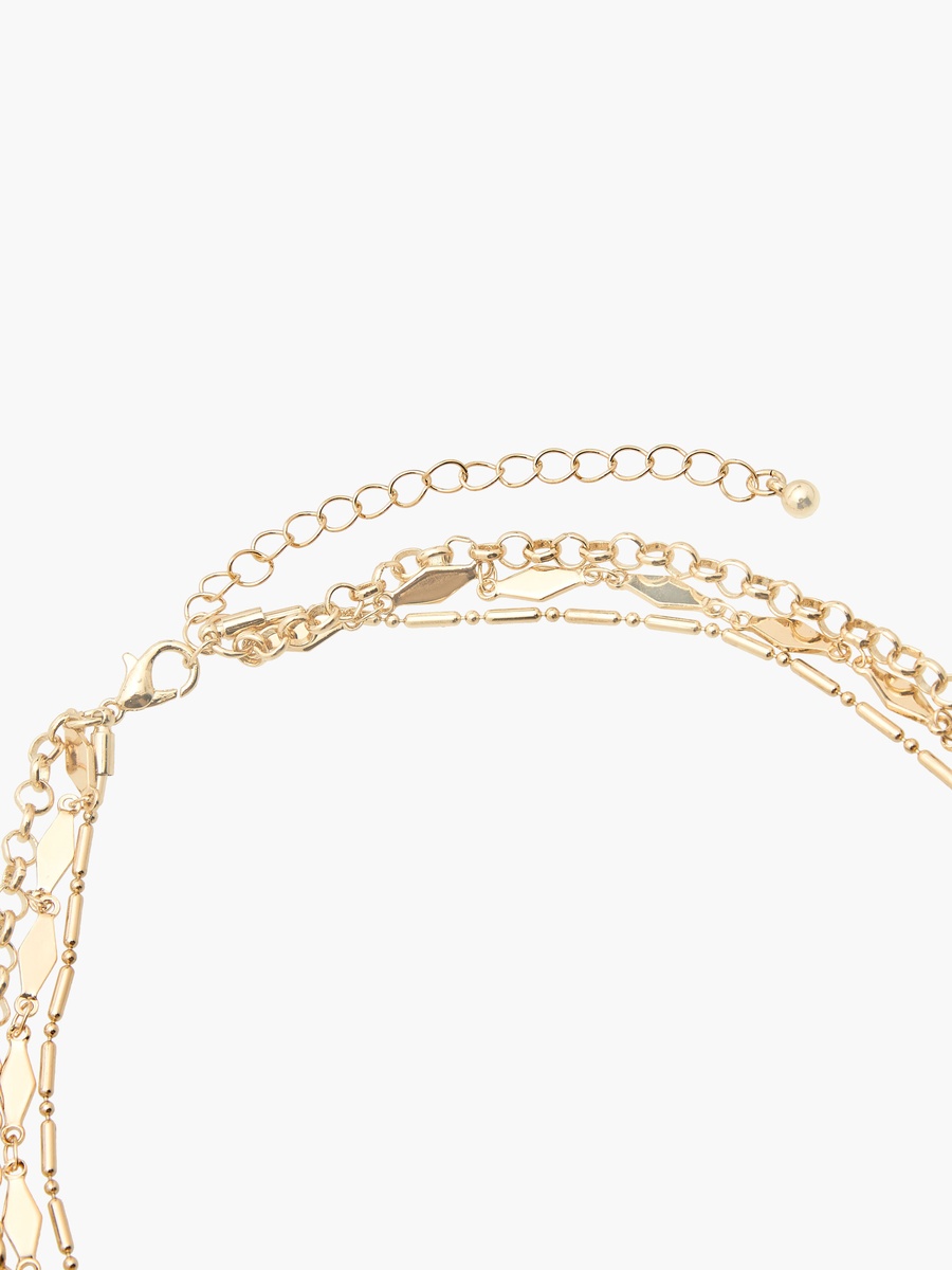 Metal Layered Necklace with Charm Pendant