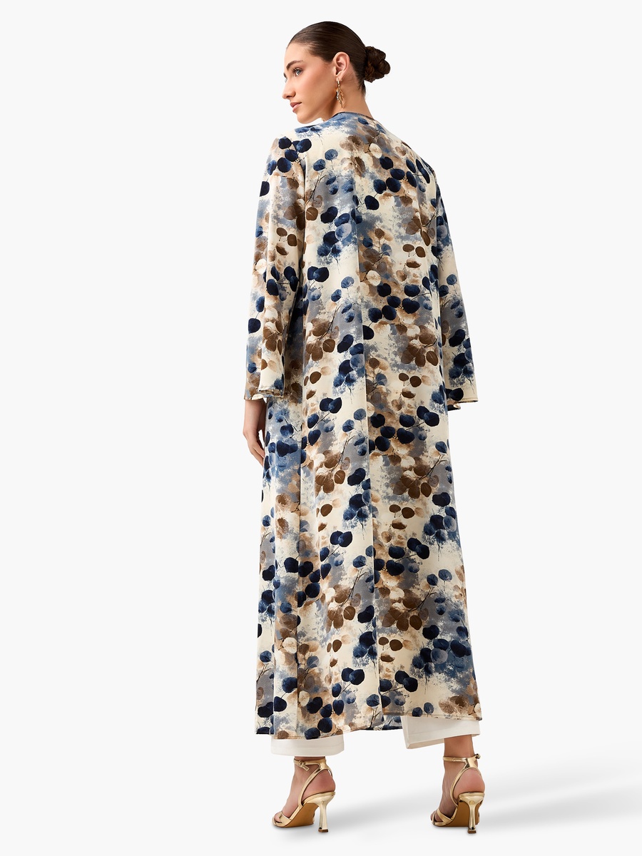 Regular Fit Kimono Abaya Shrug with Leaf Print