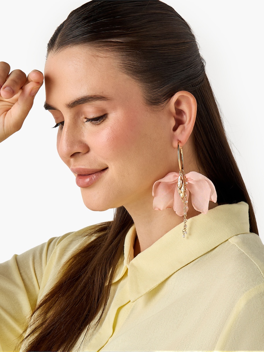 Fabric Hoop Earrings with Hinged Closure
