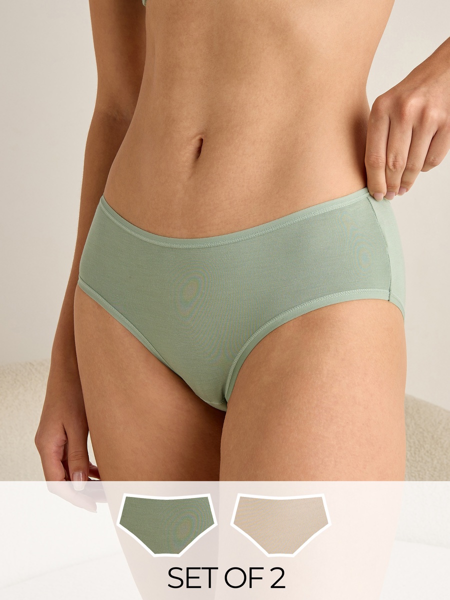 Textured Briefs with Low Rise - Set of 2