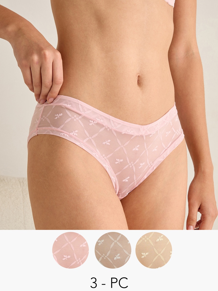 Mesh Briefs with Low Rise -  Set of 3