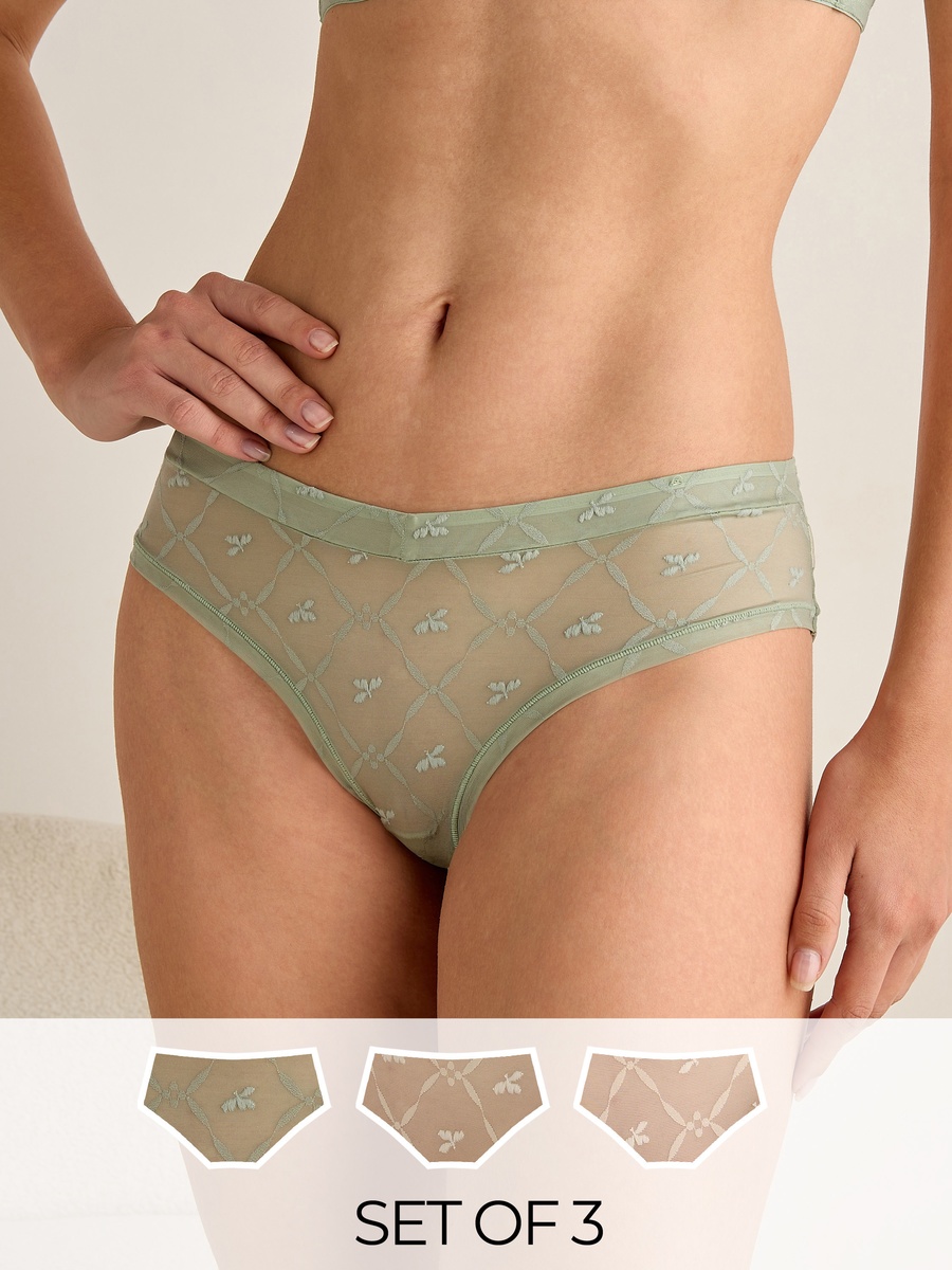 Mesh Briefs with Low Rise -  Set of 3