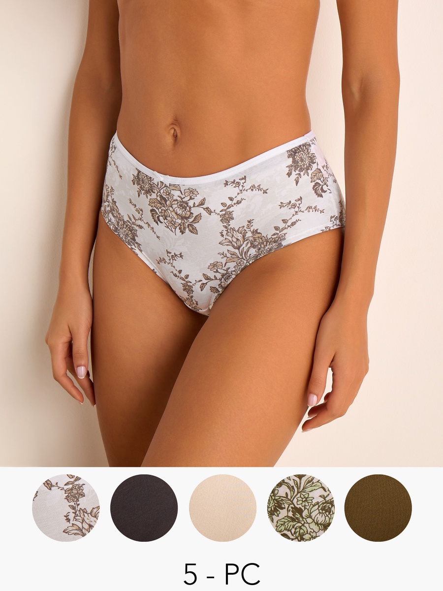 Set of 5 - Hipster Briefs with Bow Accent