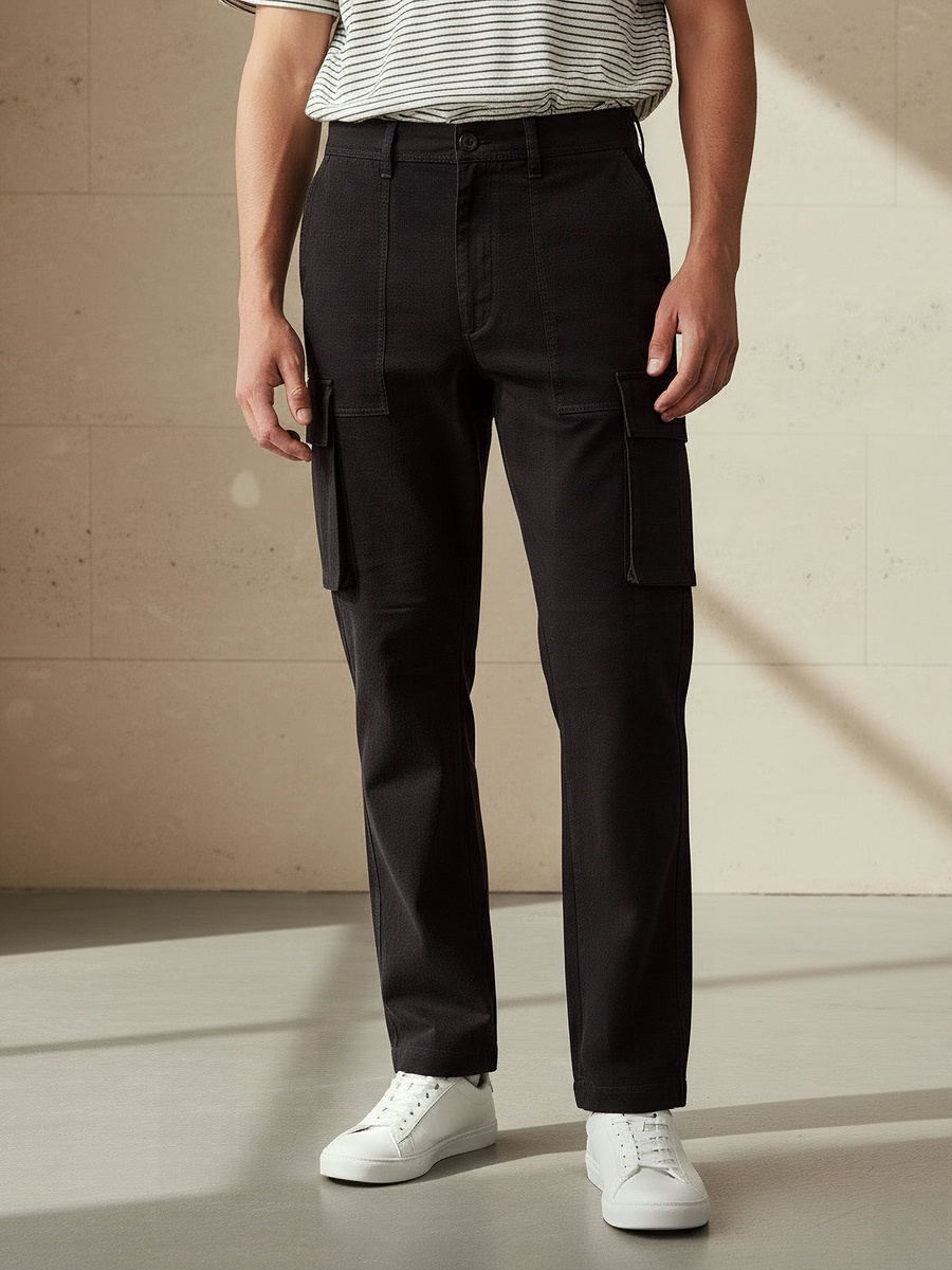 Men Regular Fit Twill Cargo Trousers