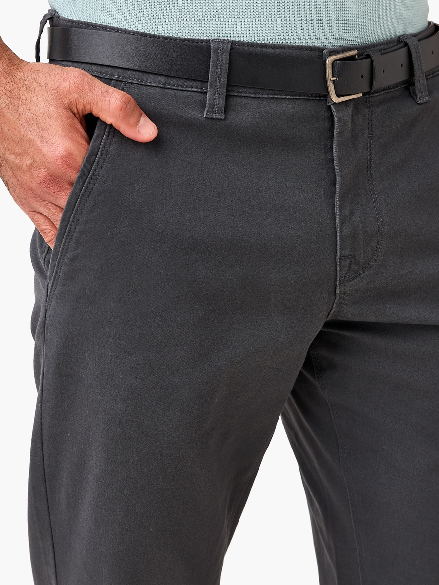 Men Slim Fit Belted Cotton Chinos