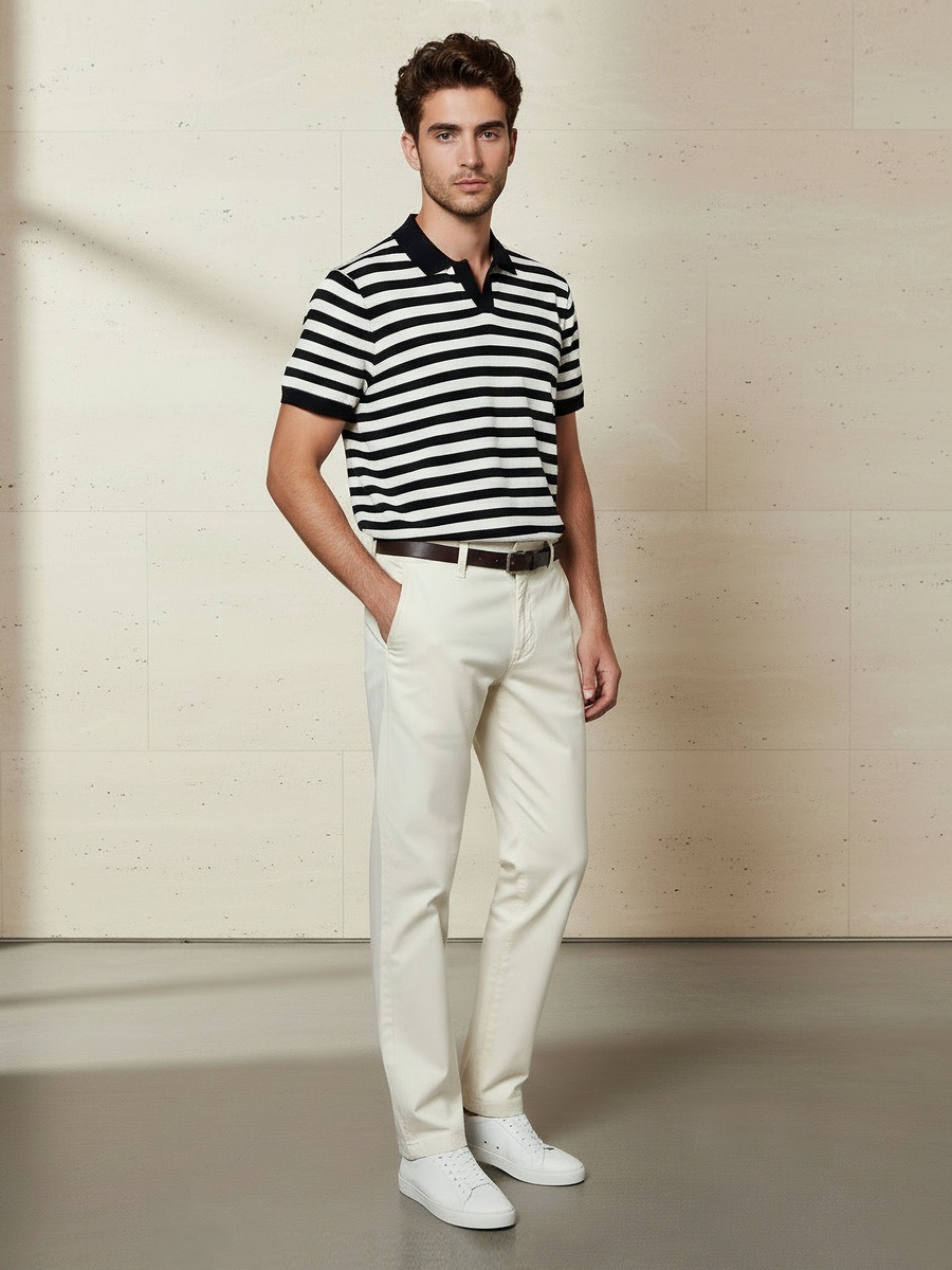 Men Slim Fit Belted Chinos